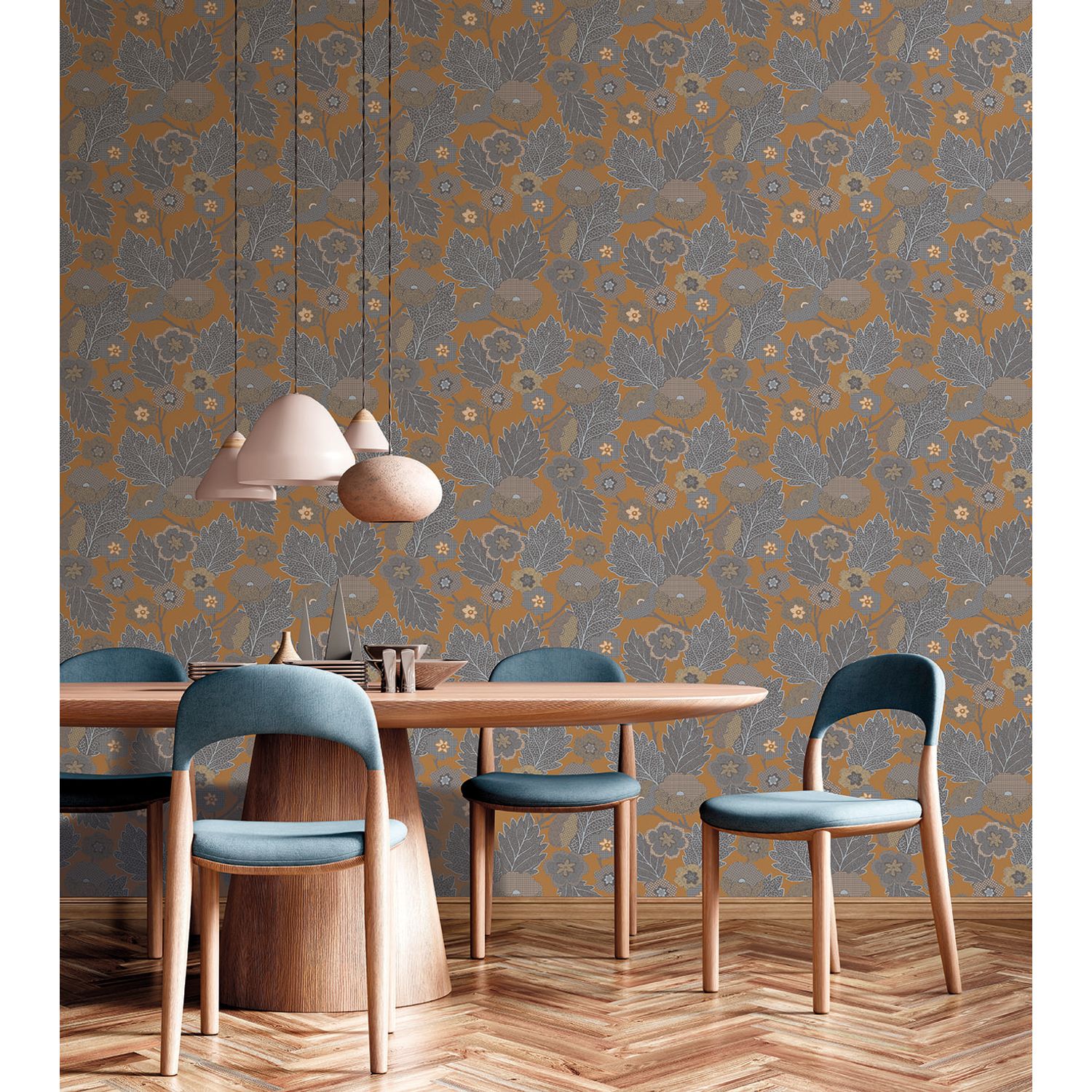 Praxis Vliesbehang Antibes An28272 - Bruin - Grijs - Blauw - 10,05 M X 53 Cm