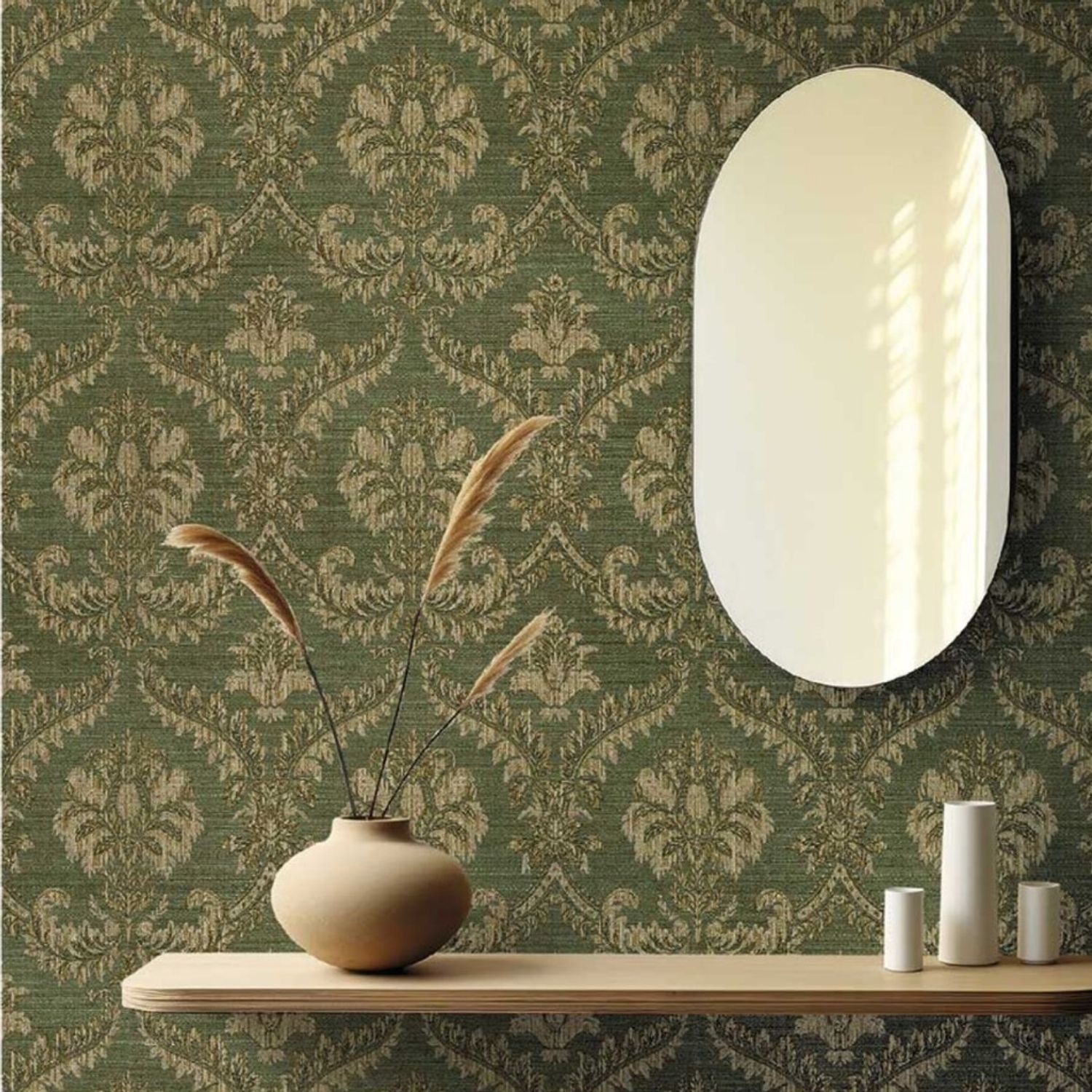 Praxis Vliesbehang Classic & Elegant 23607 - Pistachegroen - Goud - 10,05 M X 53 Cm
