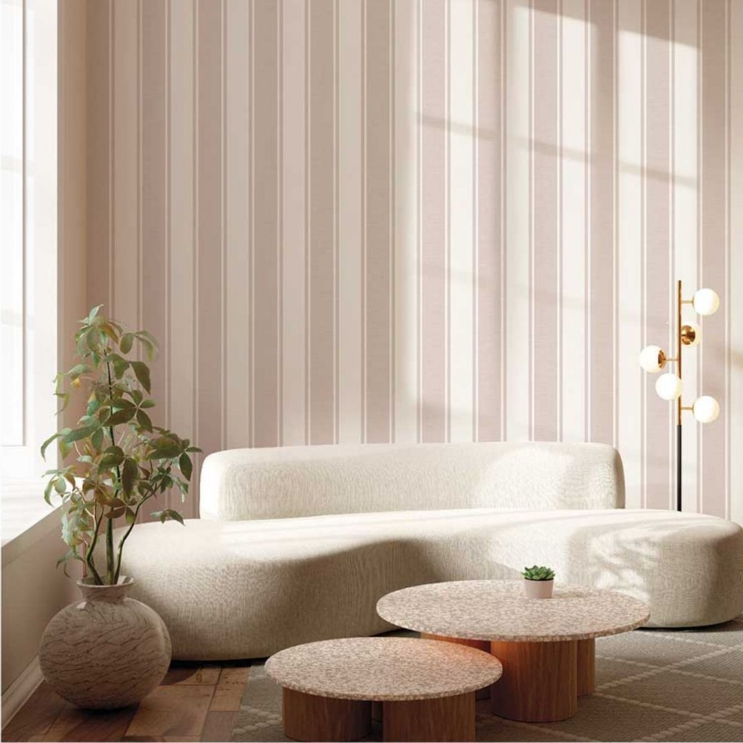 Praxis Vliesbehang Classic & Elegant 23674 - Off White - Lichtroze Met Glans - 10,05m X 53cm