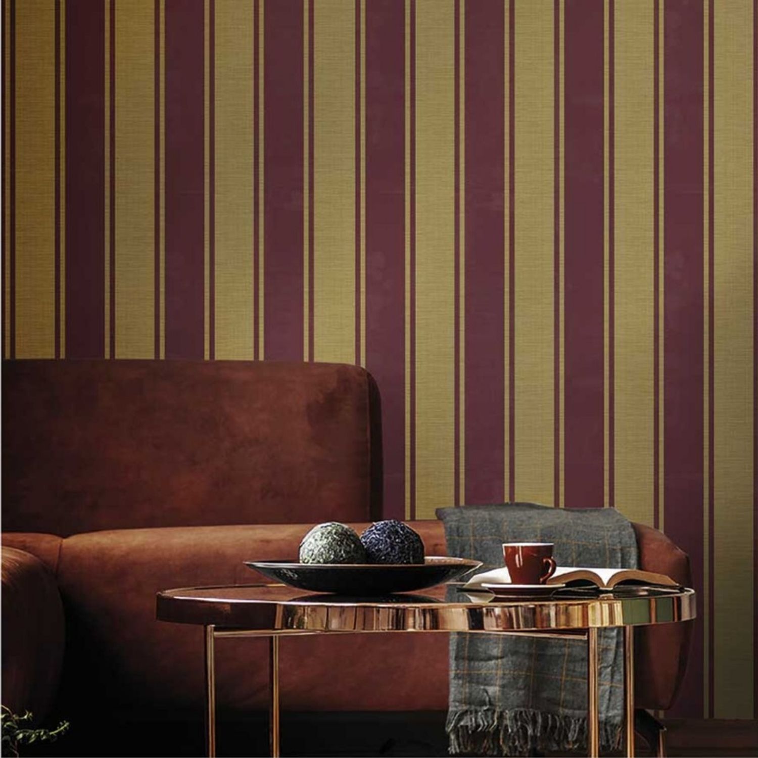 Praxis Vliesbehang Classic & Elegant 23678 - Bordeauxrood - Goud - 10,05m X 53cm