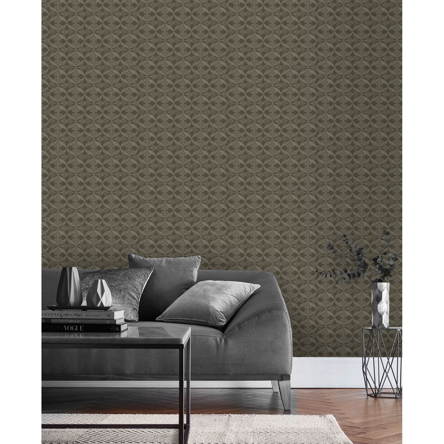Praxis Vliesbehang Antibes An28233 - Zwart - Zilver - 10,05 M X 53 Cm