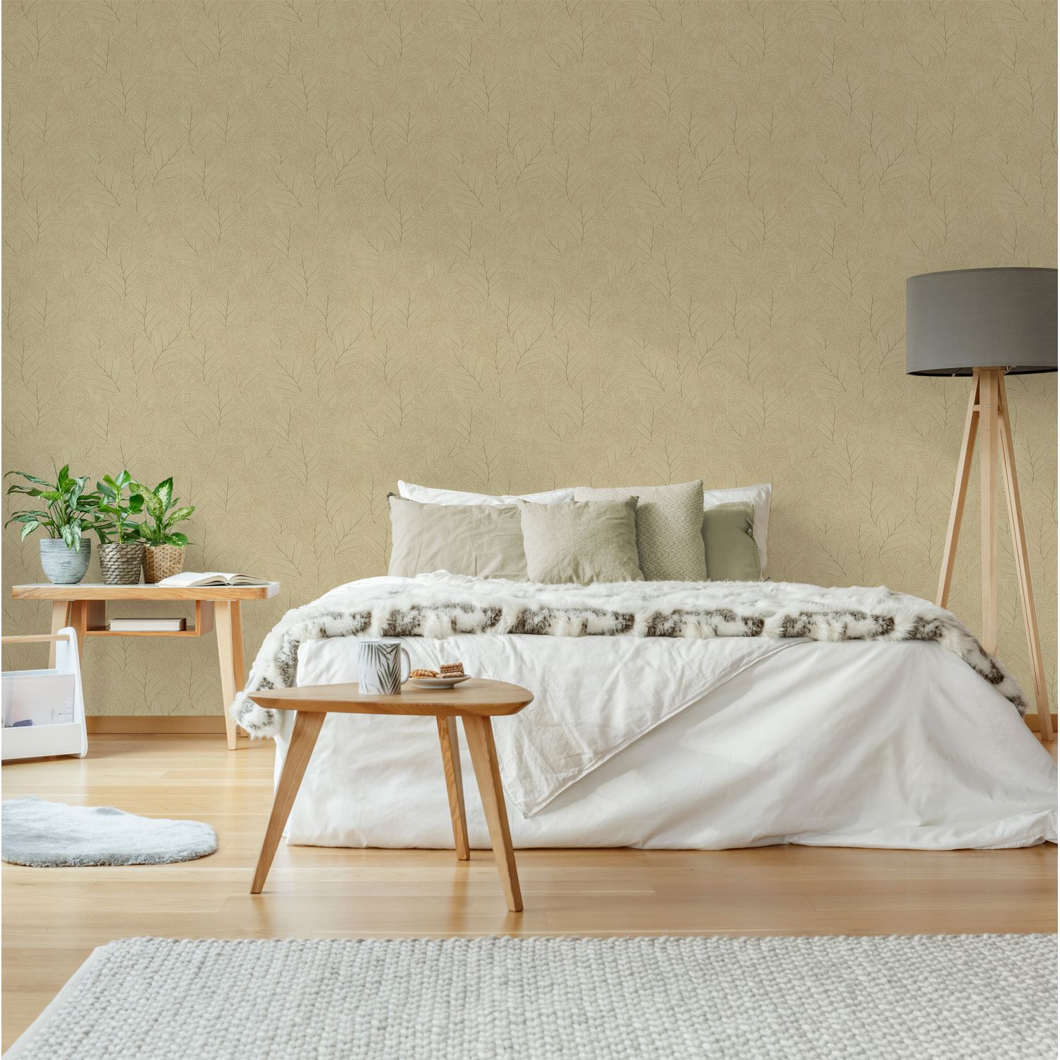 Praxis Vliesbehang Antibes An28261 - Vergrijsd Mosterdgeel - Lichtgeel - Goud - 10,05m X 53cm