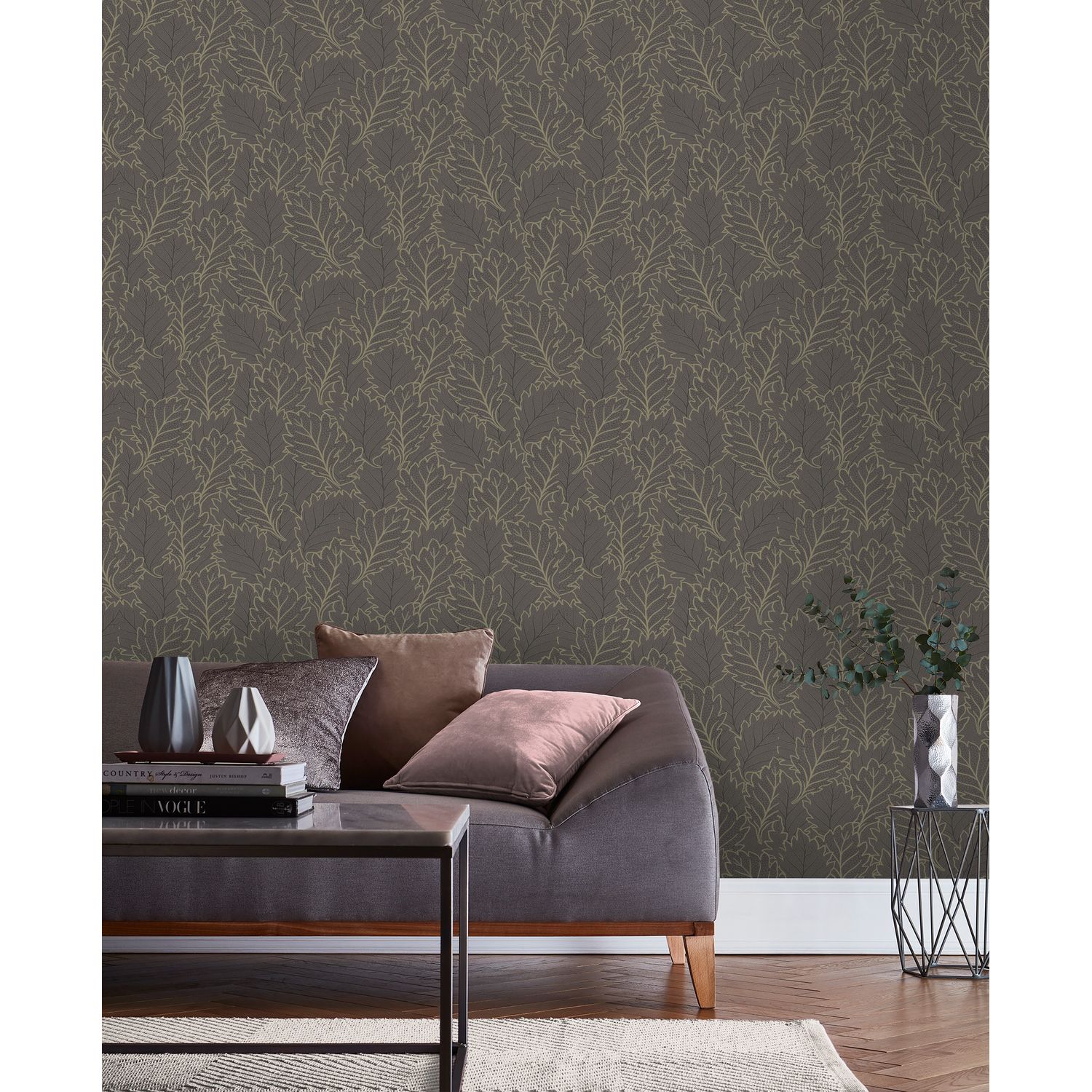 Praxis Vliesbehang Antibes An28263 - Zwart - Antraciet - Goud - 10,05m X 53cm