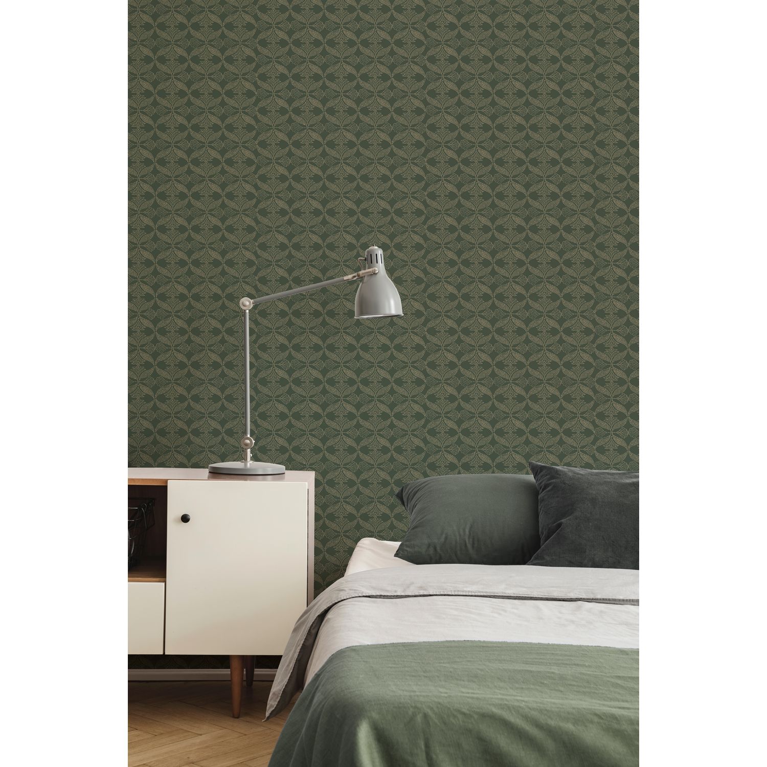 Praxis Vliesbehang Antibes An28231 - Donkergroen - Goud - 10,05 M X 53 Cm