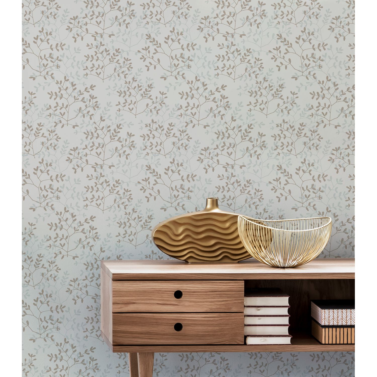 Praxis Vliesbehang Antibes An28250 - Lichtgrijs - Vergrijsd Ijsblauw - Taupe - 10,05m X 53cm