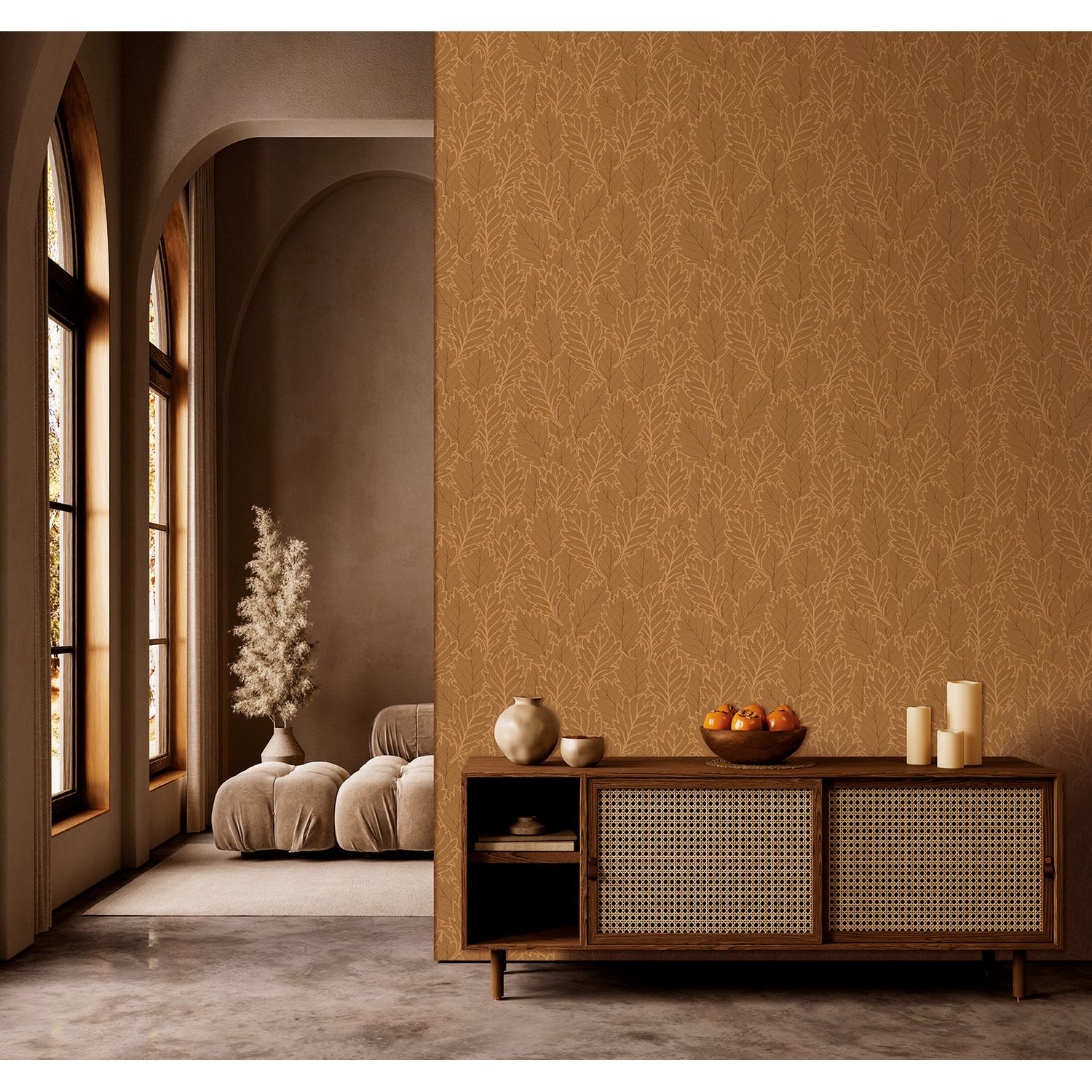 Praxis Vliesbehang Antibes An28262 - Oranje-bruin - Koper-goud - 10,05m X 53cm