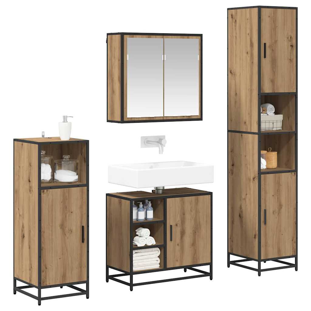 vidaXL Badkamermeubelset 4 pcs artisanaal eikenkleurig 65 x 33 x 60 cm