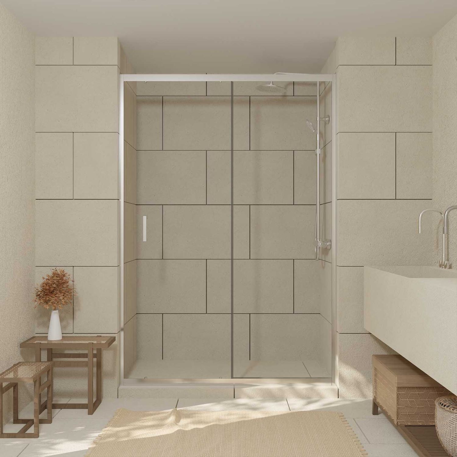 Aurlane  Douche Schuifdeur Factory 140 X 200 Cm - Chroom Profiel - 6 Mm Helder Glas