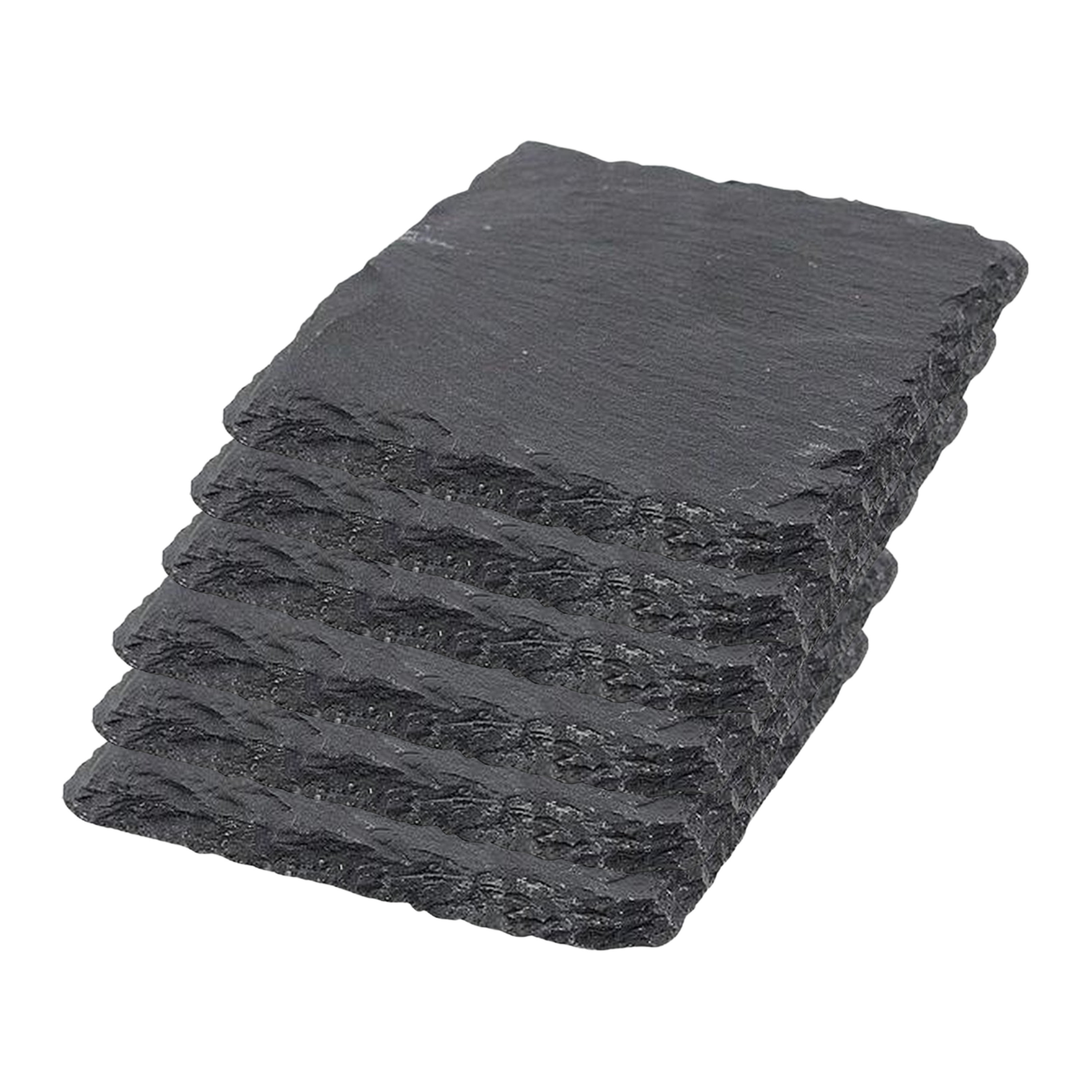 Merkloos Glazen Onderzetter - 6x - leisteen - 10 x 10 cm - tegen vocht kringen - antraciet -