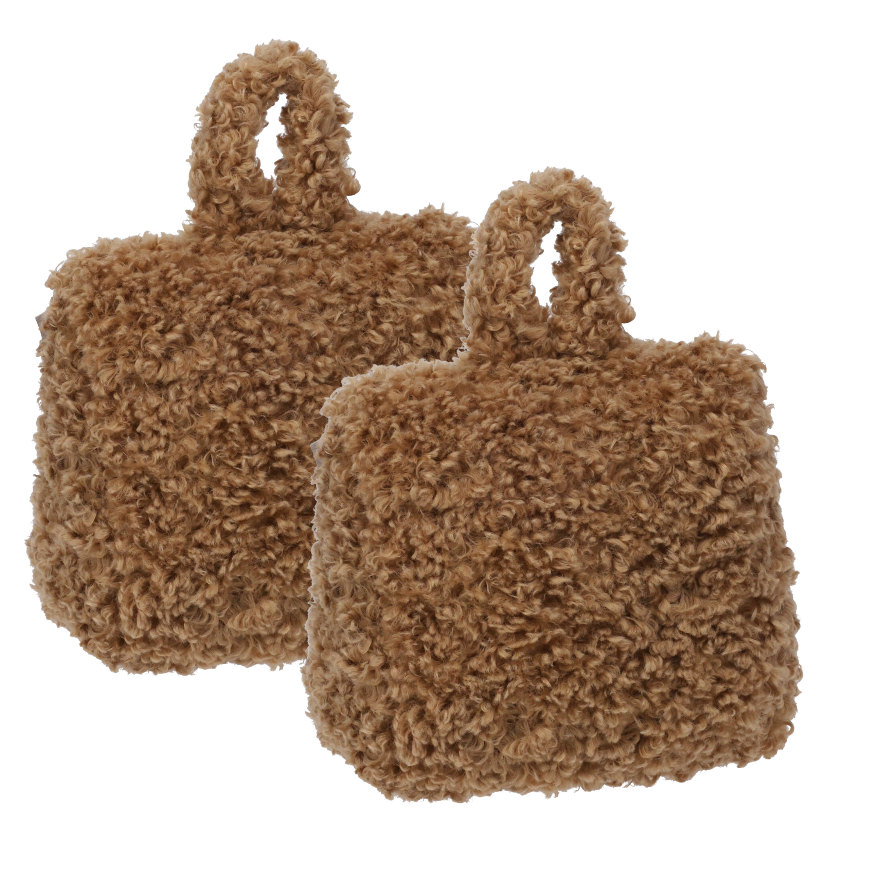 Home & Styling Teddy Deurstopper - 2x - 1 kg - taupe - stof - gewicht - 7 x 17 cm - deurstop -