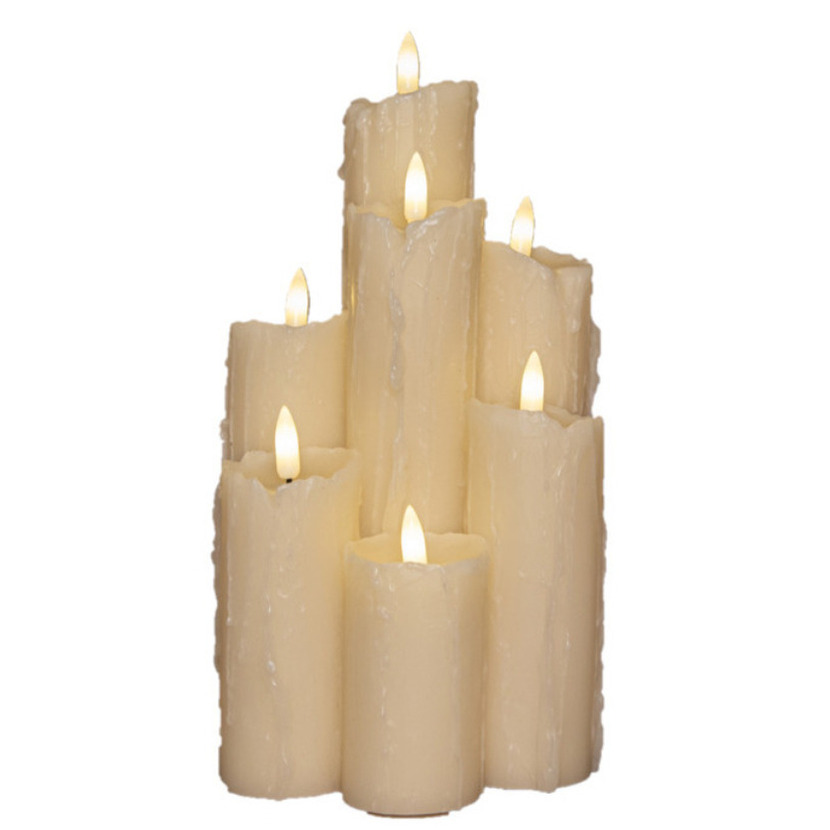 Anna's Collection LED kaarsen/druipkaarsen - set van 7x st - ivoor wit - met timer -