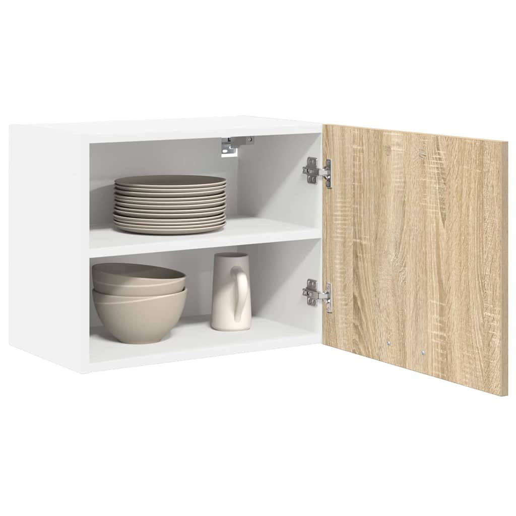 vidaXL Hangkast Riga Sonoma Eik en Wit 50 x 31 x 40 cm Bewerkt hout