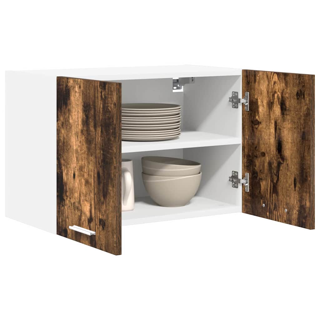 vidaXL Hangkast Riga Gerookte Eik en Wit 60 x 31 x 40 cm Bewerkt hout