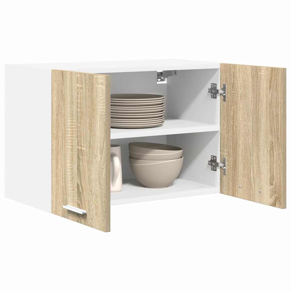vidaXL Hangkast Riga Sonoma Eik en Wit 60 x 31 x 40 cm Bewerkt hout