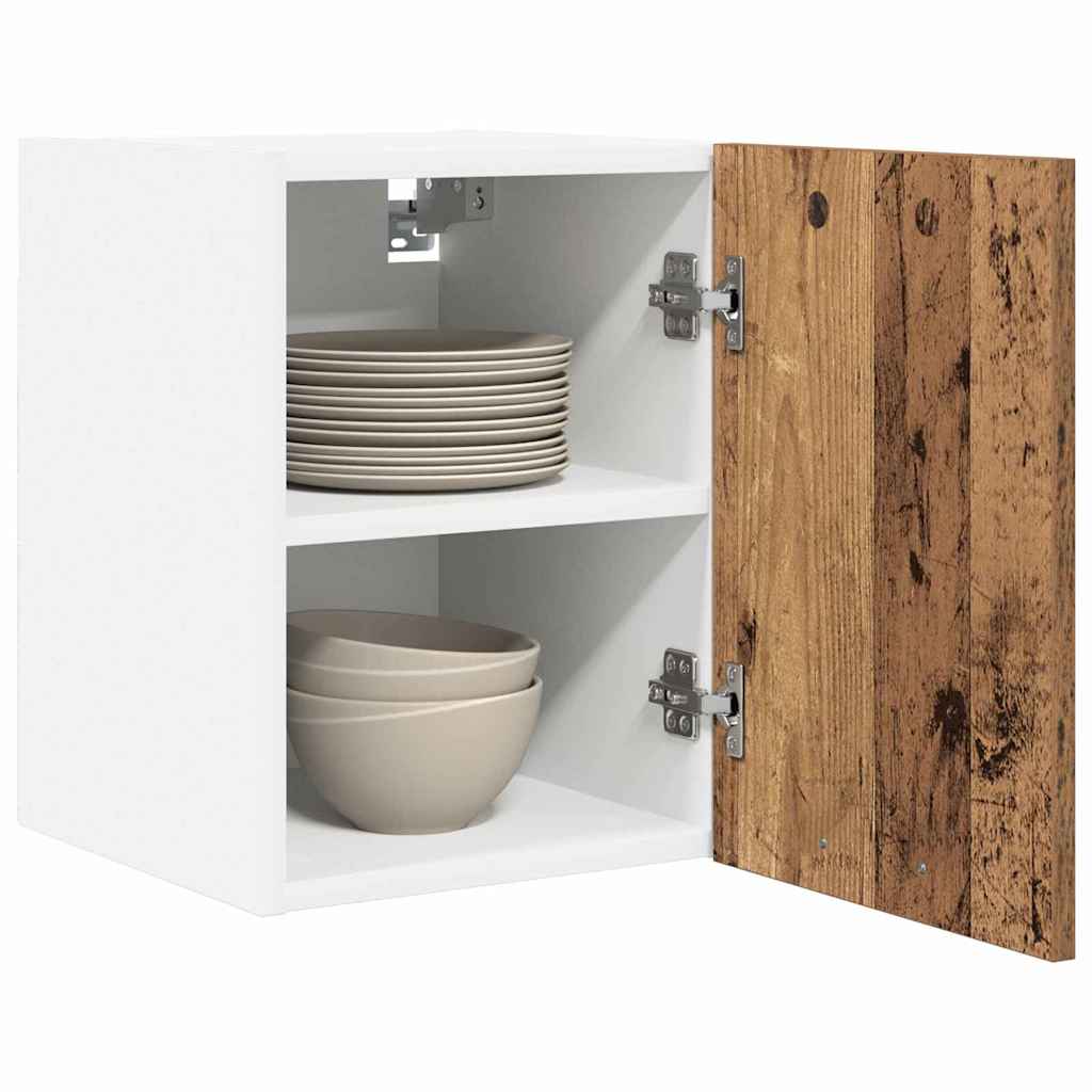vidaXL Hangkast met plank Riga 2 pcs Oude Hout en Wit 30 x 31 x 40 cm
