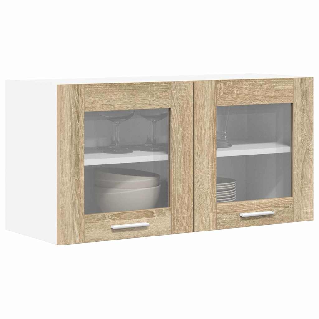 vidaXL Hangkast Riga Sonoma Eik en Wit 80 x 31 x 40 cm Bewerkt hout