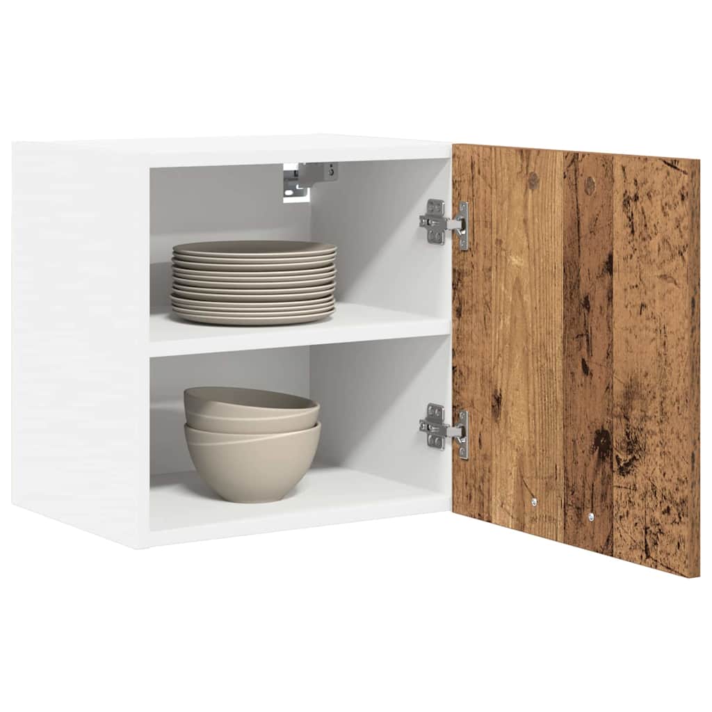 vidaXL Hangkast met plank Riga 2 pcs Oude Hout en Wit 40 x 31 x 40 cm