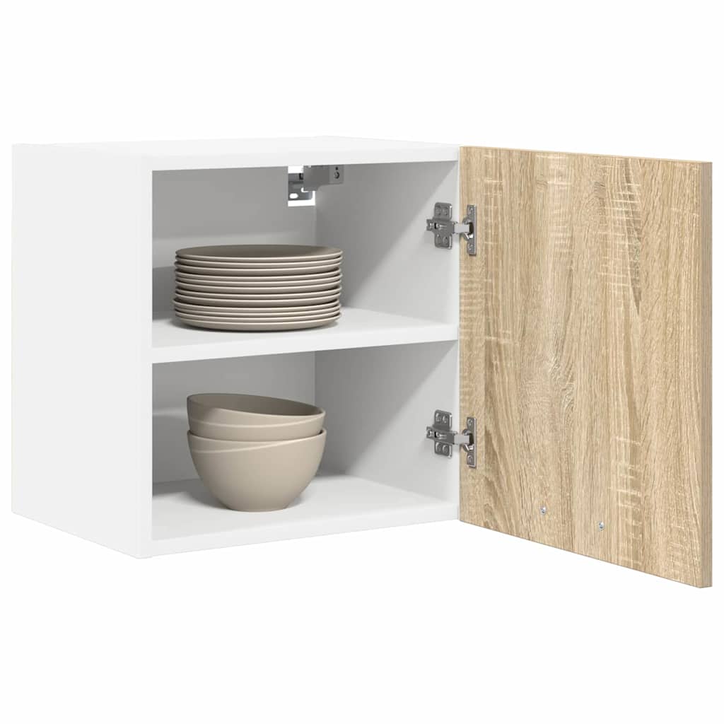 vidaXL Hangkast met plank Riga 2 pcs Sonoma Eik en Wit 40 x 31 x 40 cm