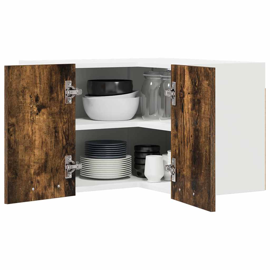 vidaXL Hangkast Riga Gerookte Eik en Wit 57 x 57 x 40 cm Bewerkt hout