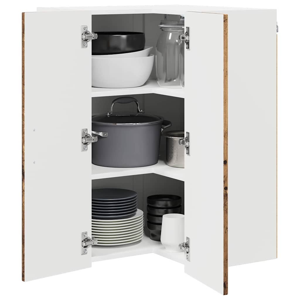 vidaXL Keukenkast aan de muur Oud Hout 57 x 57 x 80 cm Bewerkt hout