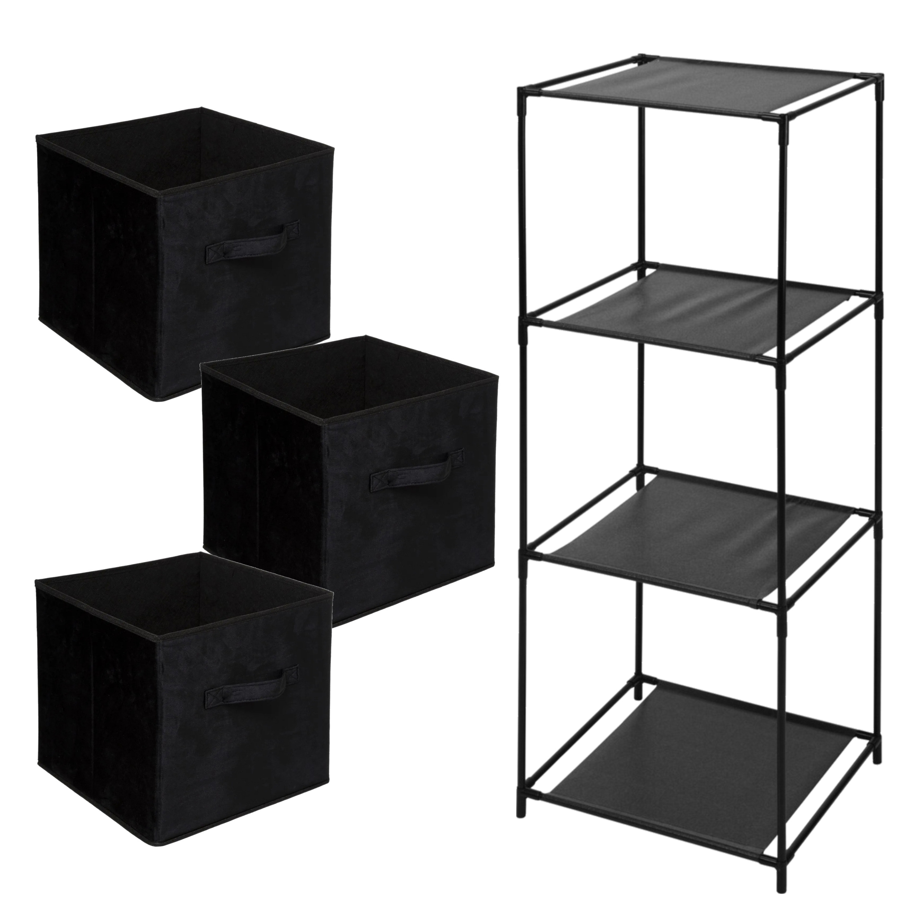 5five Opbergkastje Smartrack met kastmanden - 3x mandjes van stof - zwart - x cm -