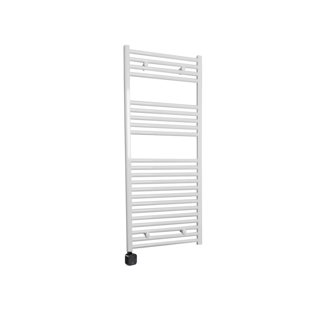 Sanicare Electrische Wifi Radiator  HPW Carini 111,8x45 cm Wit Met Thermostaat Zwart Linksonder