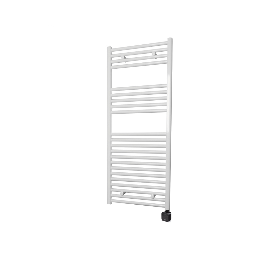 Sanicare Electrische Wifi Radiator  HPW Carini 111,8x45 cm Wit Met Thermostaat Zwart Rechtsonder