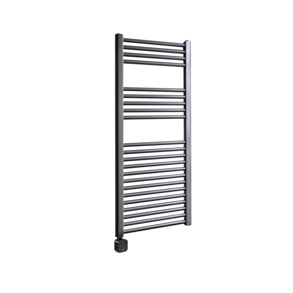 Sanicare Electrische Wifi Radiator  HPW Carini 111,8x45 cm Gunmetal Met Thermostaat Zwart Linksonder