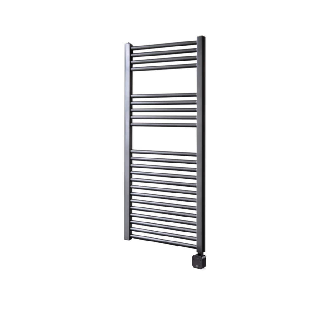 Sanicare Electrische Wifi Radiator  HPW Carini 111,8x45 cm Gunmetal Met Thermostaat Zwart Rechtsonder