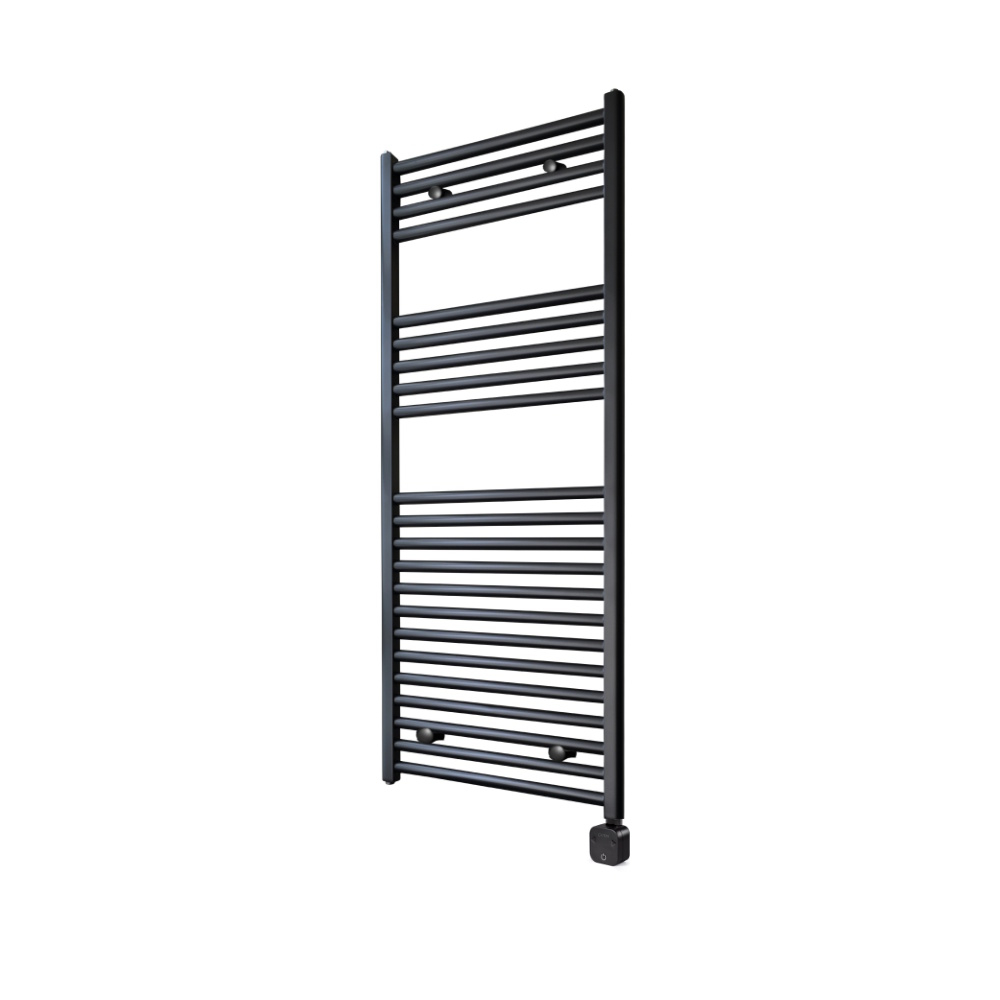 Sanicare Electrische Wifi Radiator  HPW Carini 111,8x60 cm Mat Zwart Met Thermostaat Zwart Rechtsonder