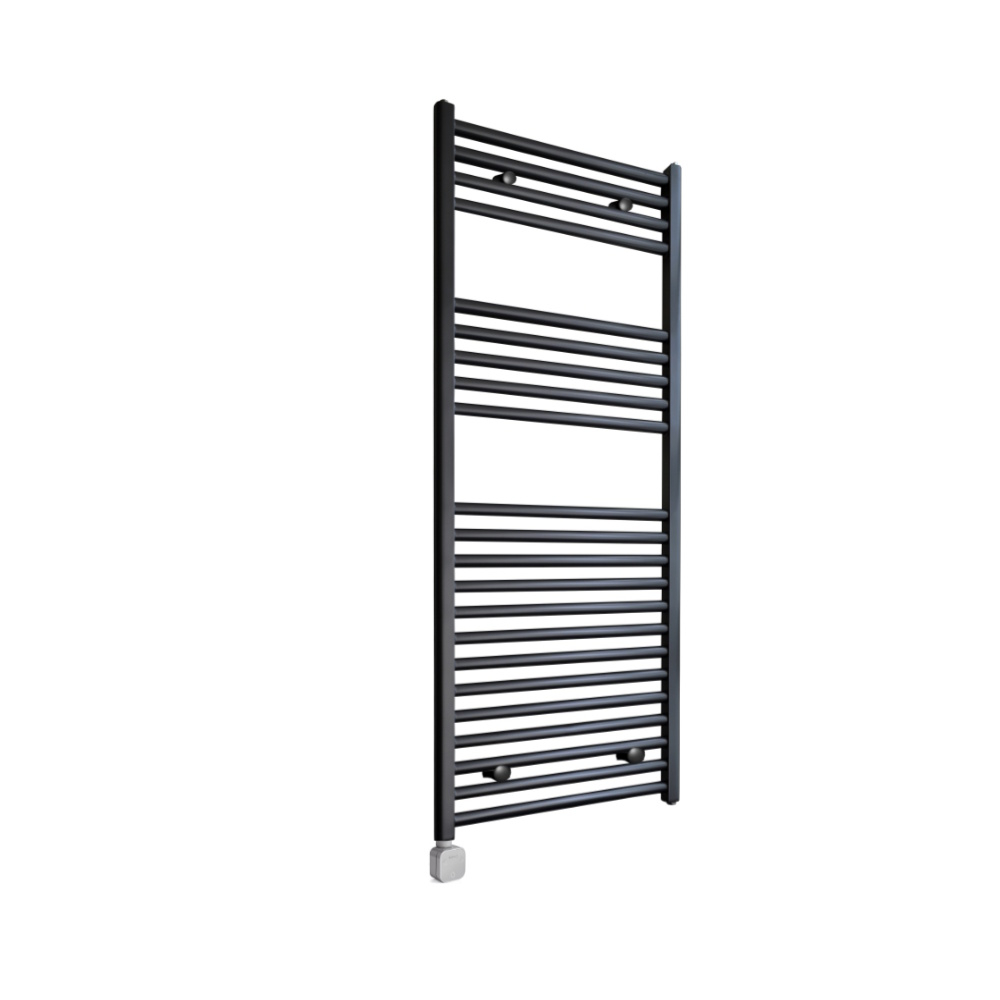 Sanicare Electrische Wifi Radiator  HPW Carini 111,8x60 cm Zwart Met Thermostaat Zilver Linksonder