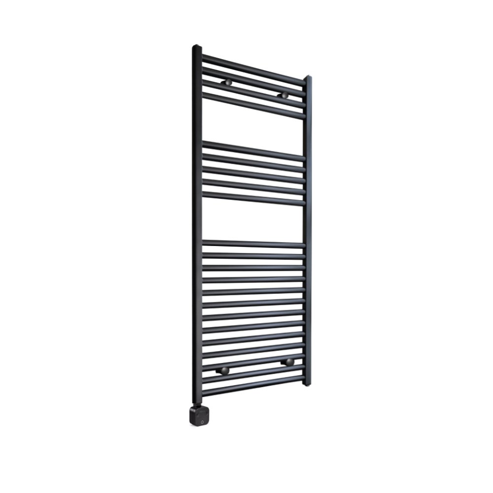 Sanicare Electrische Wifi Radiator  HPW Carini 111,8x60 cm Mat Zwart Met Thermostaat Zwart Linksonder