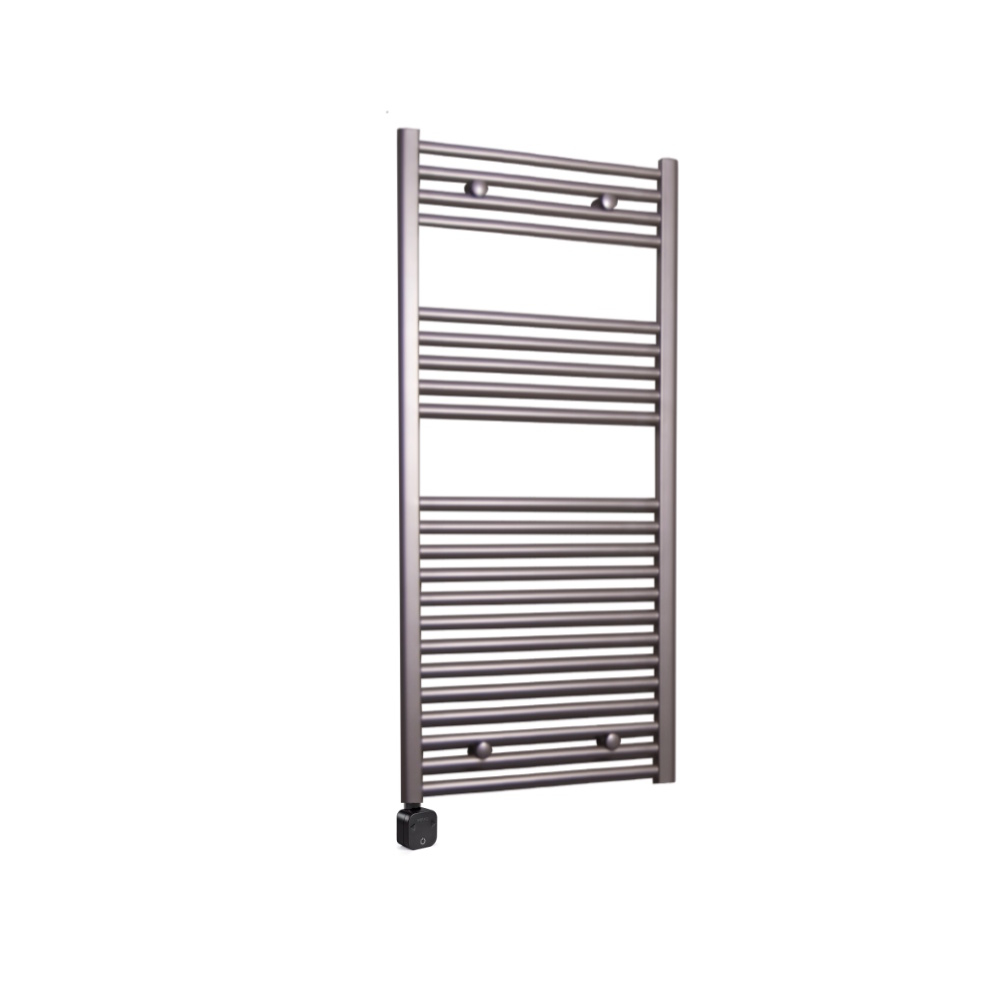 Sanicare Electrische Wifi Radiator  HPW Carini 111,8x60 cm Inox-look Met Thermostaat Zwart Linksonder