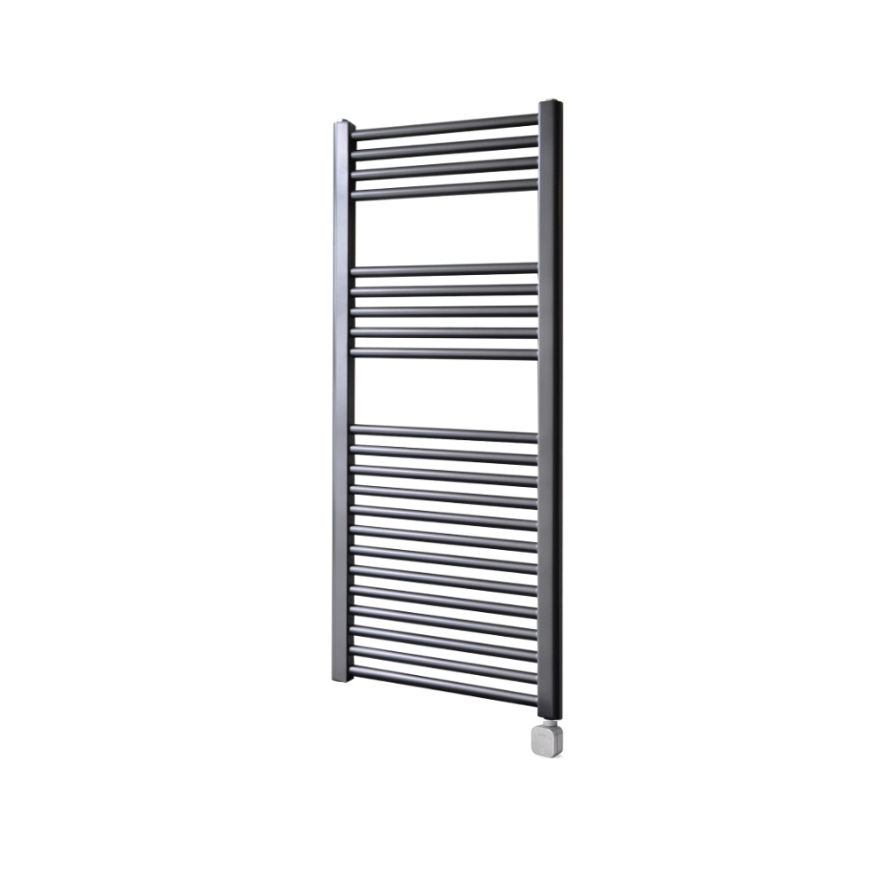 Sanicare Electrische Wifi Radiator  HPW Carini 111,8x60 cm Gunmetal Met Thermostaat Zilver Rechtsonder