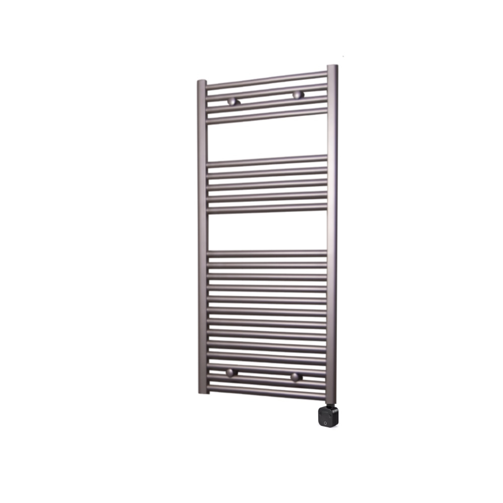 Sanicare Electrische Wifi Radiator  HPW Carini 111,8x60 cm Inox-look Met Thermostaat Zwart Rechtsonder