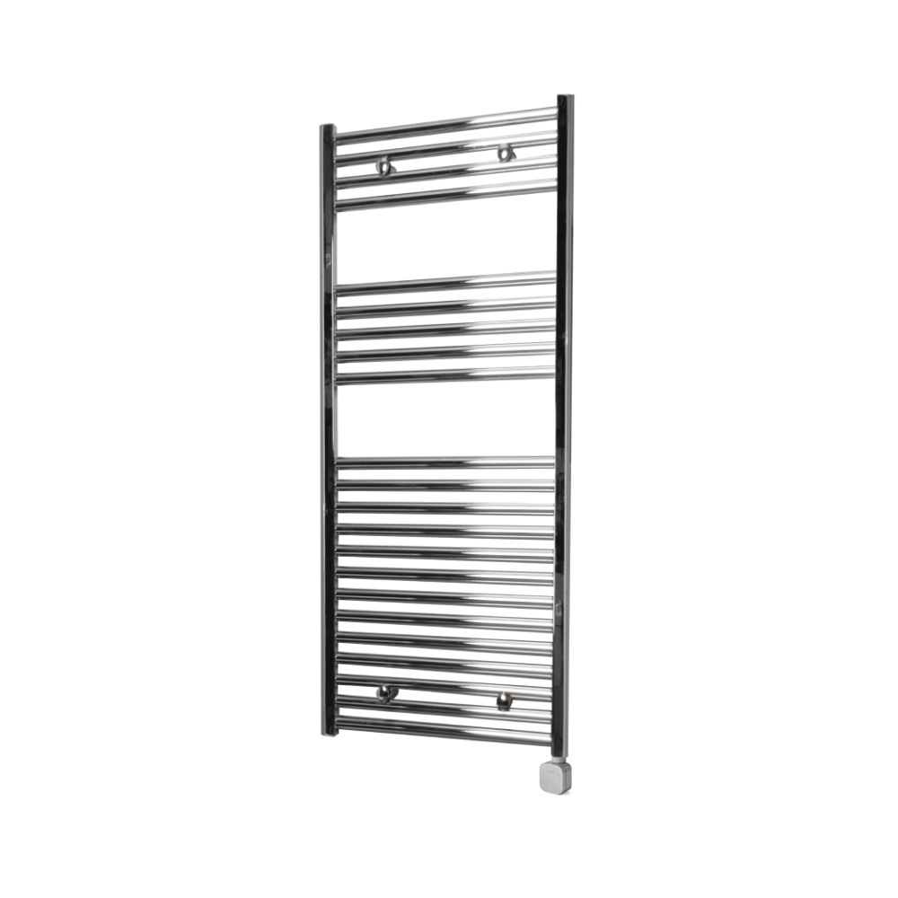 Sanicare Electrische Wifi Radiator  HPW Carini 111,8x45 cm chroom Met Thermostaat Zilver Rechtsonder