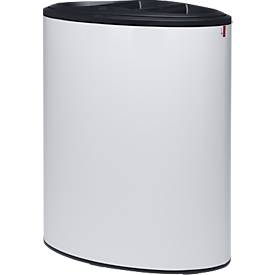Schäfer Shop Pure Lune design afvalbak Binc, staal, open kunststof deksel, 50 l, 3 afvalstromen, verrijdbaar, B 360 x D 560 x H 680 mm, wit/zwart