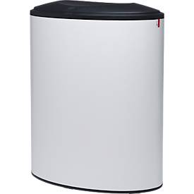 Schäfer Shop Pure Lune design afvalbak Binc, staal, gesloten kunststof deksel, 50 l, 3 afvalstromen, verrijdbaar, B 360 x D 560 x H 680 mm, wit/zwart