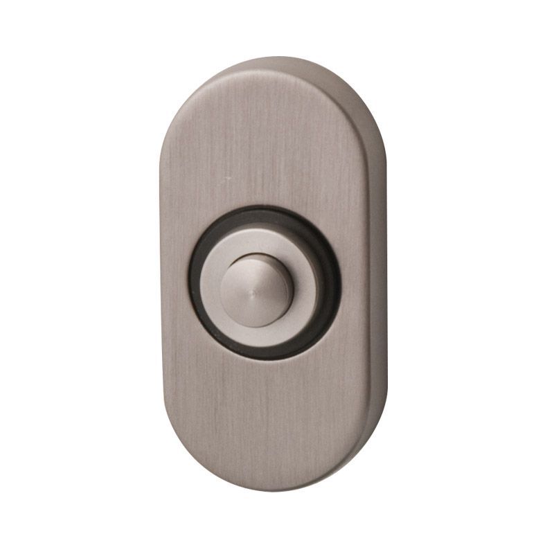 Hardbrass Beldrukker PBA ovaal met vlakke achterzijde - RVS