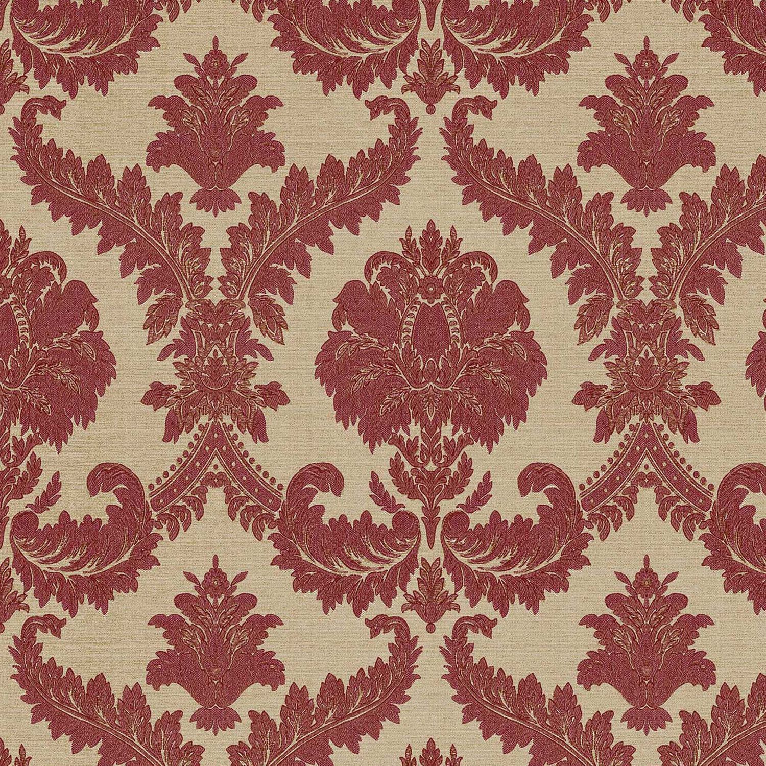 Praxis Vliesbehang Classic & Elegant 23608 - Beige - Bordeaux Met Glans - 10,05m X 53cm