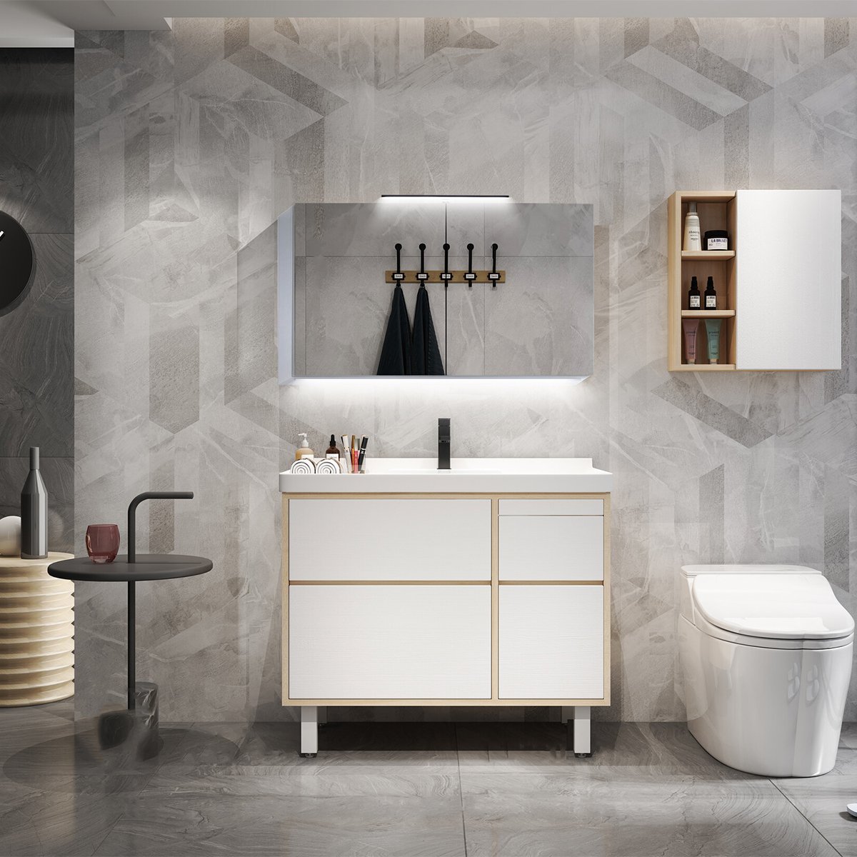 BES LED LED Spiegelkast - Afimera Vanity 80x60 cm - Randloos - Aluminium - Witte Afwerking - IP44 Gecertificeerd