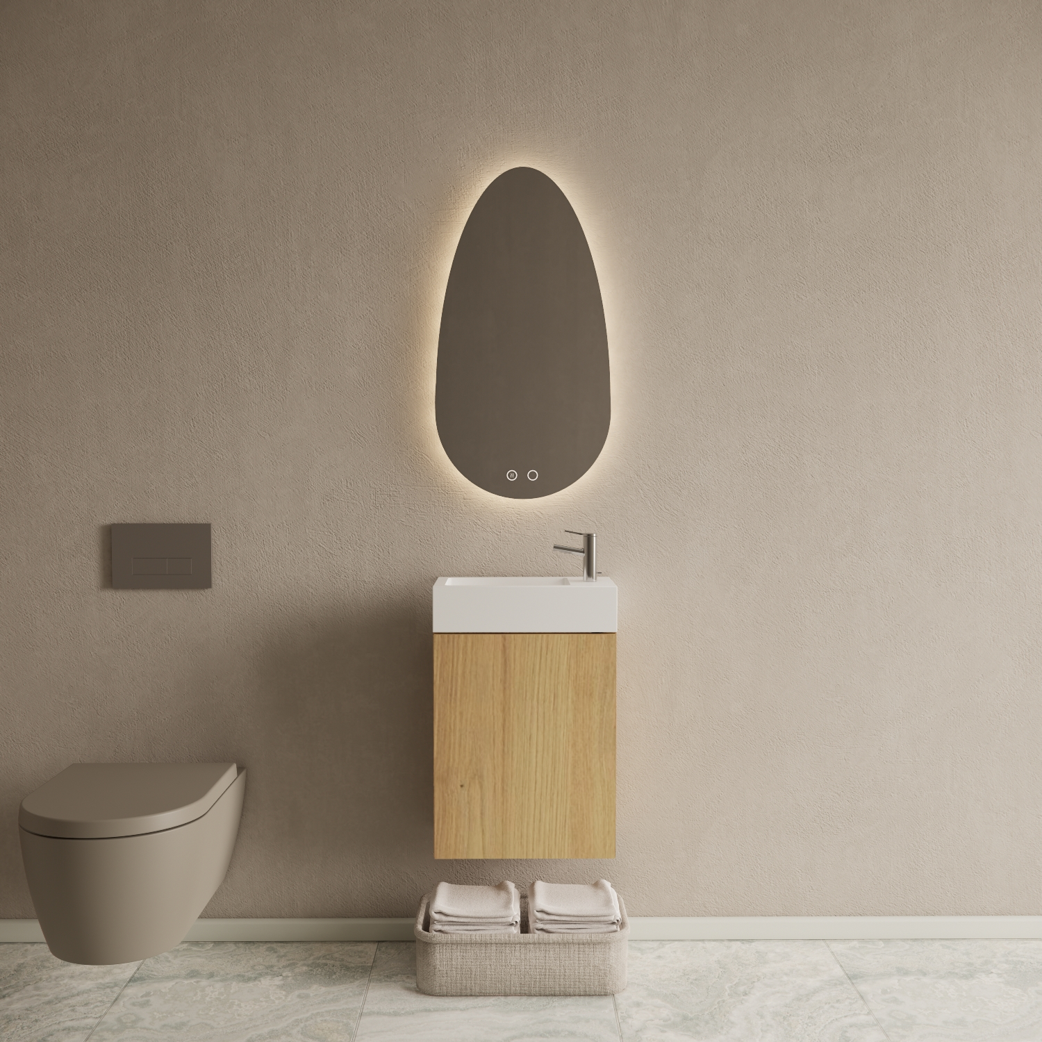 Gliss Design Toiletmeubel Set  Riga Artisan Eiken Fontein Glans Wit