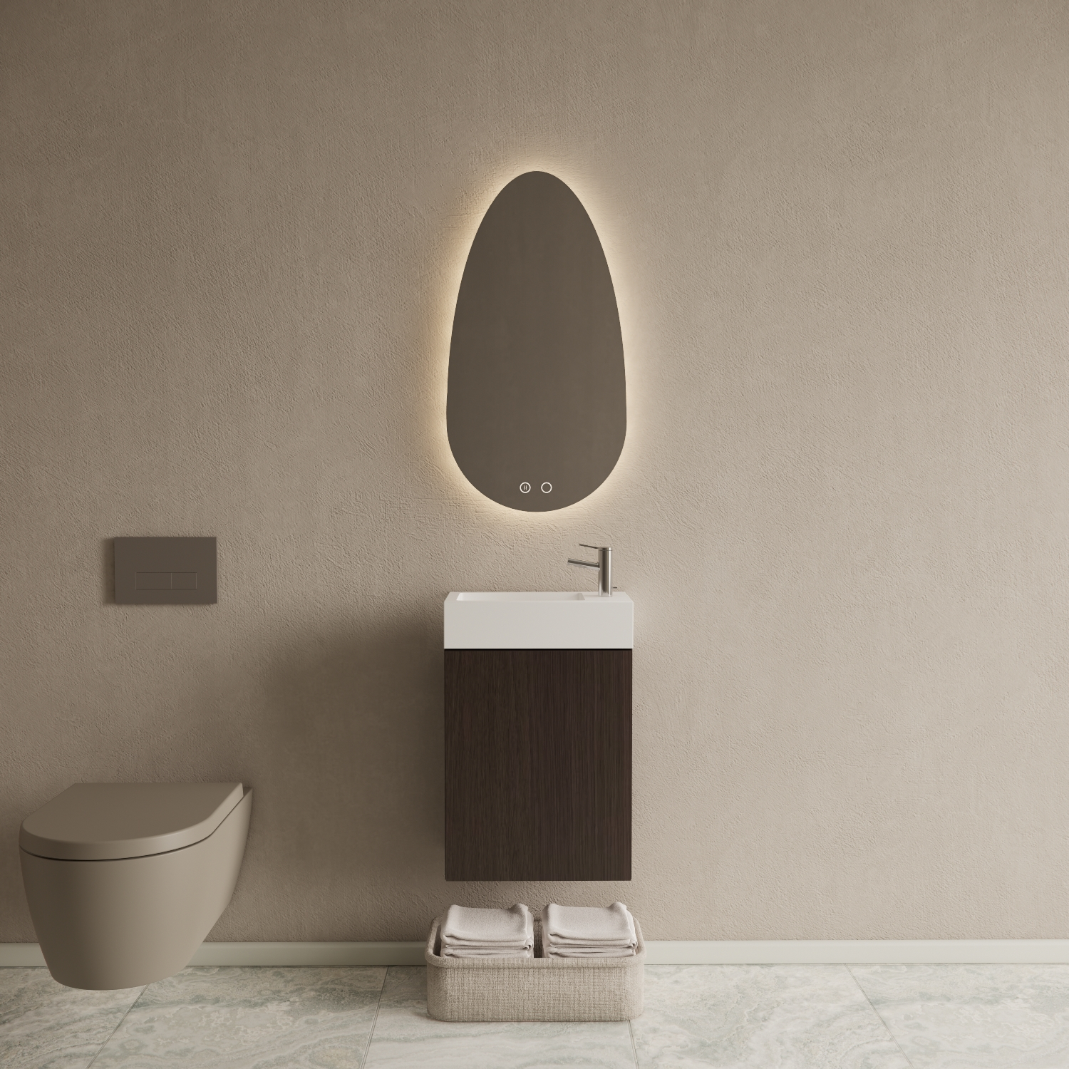 Gliss Design Toiletmeubel Set  Riga Siena Eiken Fontein Glans Wit