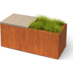 Geroba Florisa C1 hardhouten zitbank met plantenbak 1000x400x420mm - Cortenstaal