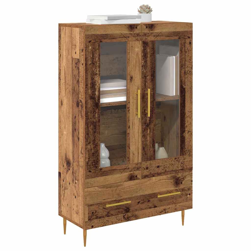 vidaXL Highboard Oud Hout 69,5 x 31 x 115 cm Geengineerd Hout en Glas