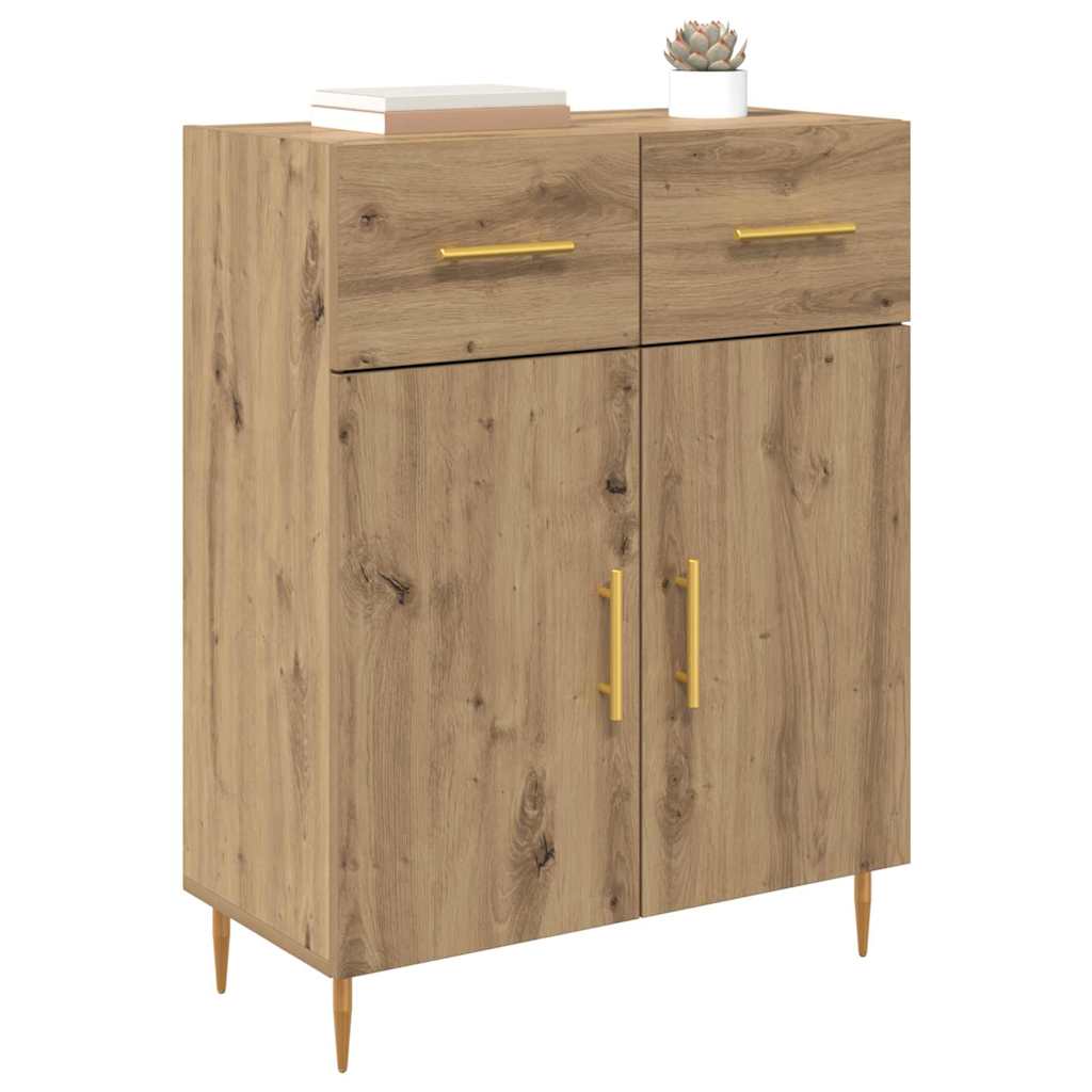 vidaXL Dressoir met lade Artisan Eiken 69,5 x 34 x 90 cm Bewerkt hout