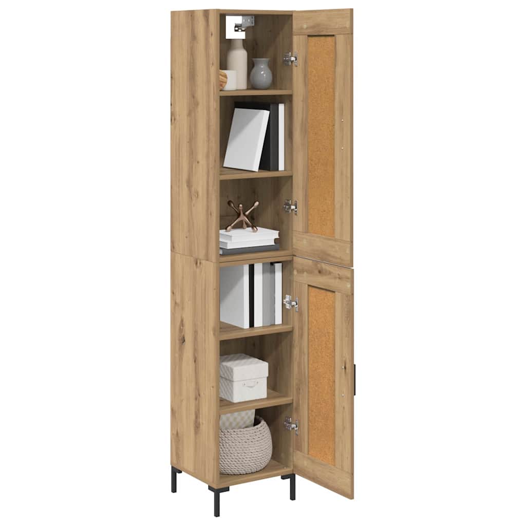 vidaXL Highboard Artisan Eiken 34,5 x 34 x 180 cm Bewerkt hout
