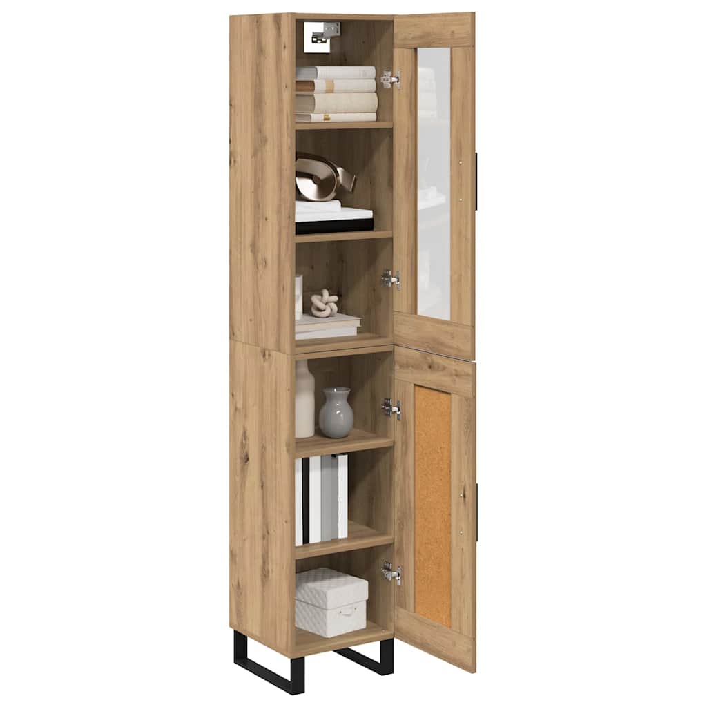vidaXL Highboard Artisan Eiken 69,5 x 34 x 180 cm Bewerkt hout