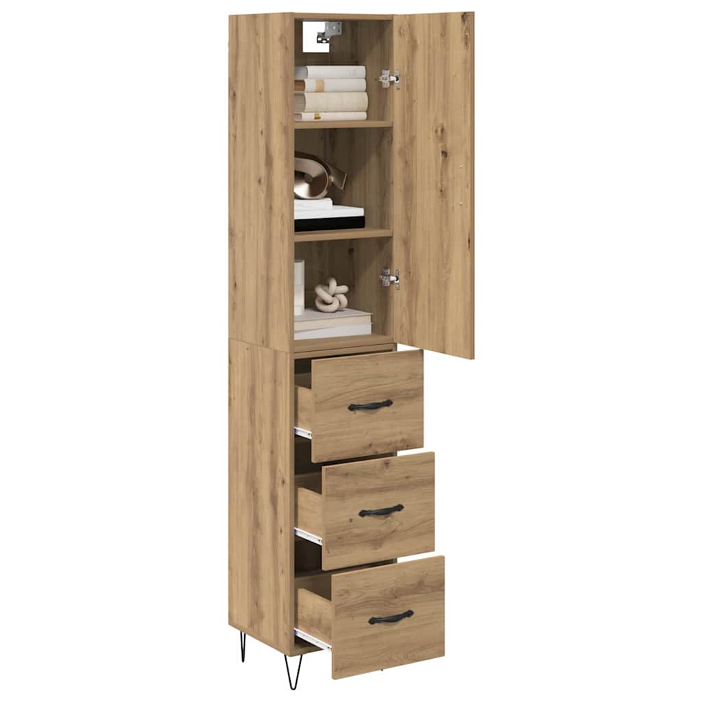 vidaXL Highboard Artisan Eiken 69,5 x 34 x 180 cm Bewerkt hout