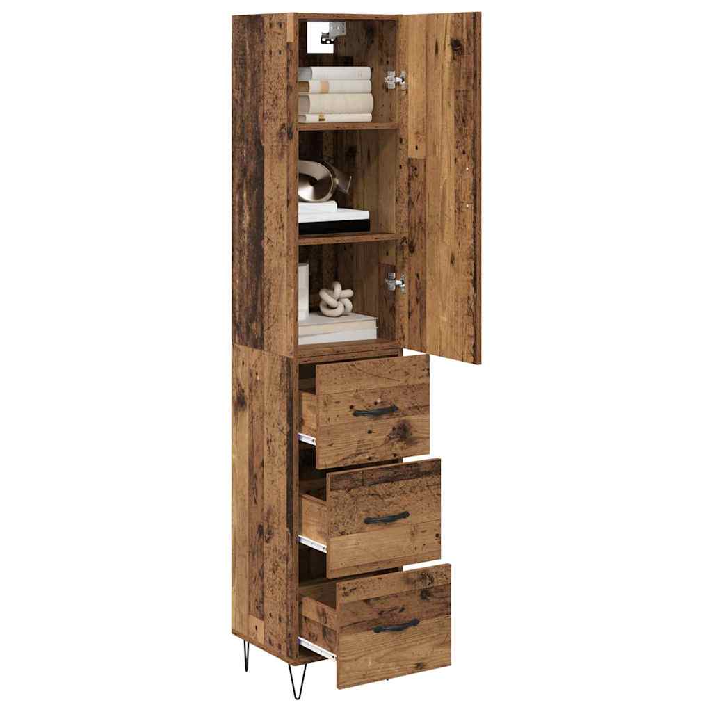 vidaXL Highboard met lade Oud hout 69,5 x 34 x 180 cm Bewerkt hout